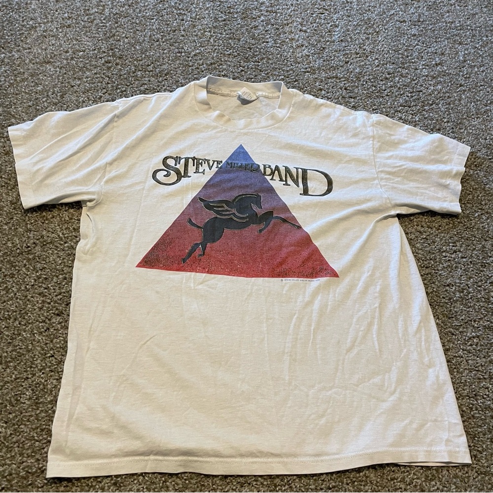 Vintage Steve Miller Band 1988 Born 2 B Blue Pegasus XL Classic casual 80s‎